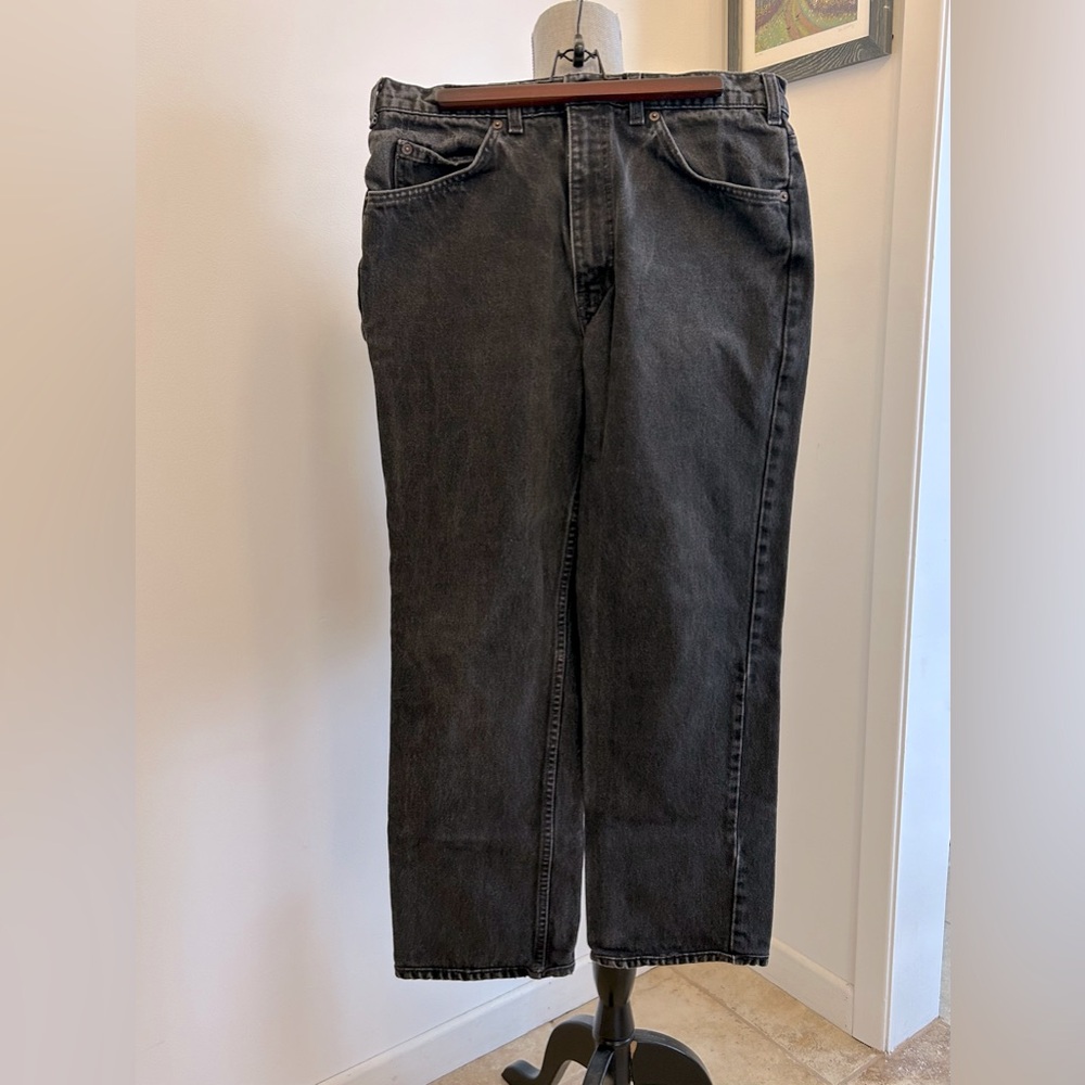 Vintage Levi’s 619 orange tab straight leg jeans in faded black